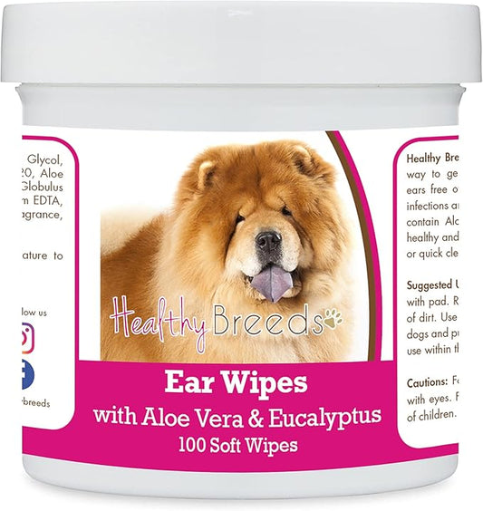 Healthy Breeds Chow Chow Ear Cleaning Wipes with Aloe & Eucalyptus for Dogs 100 Count