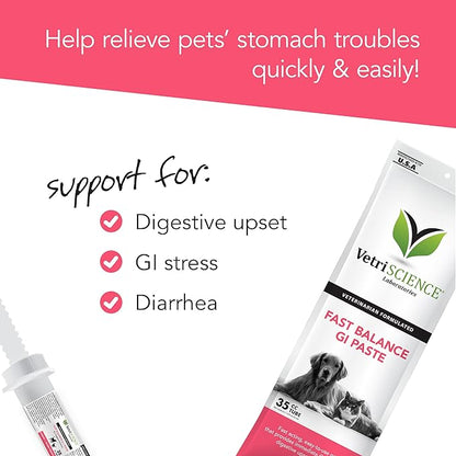 VetriScience Fast Balance GI Paste for Dogs and Cats, 35cc - Gastro Intestinal Support for Gut Health and Food Sensitivites