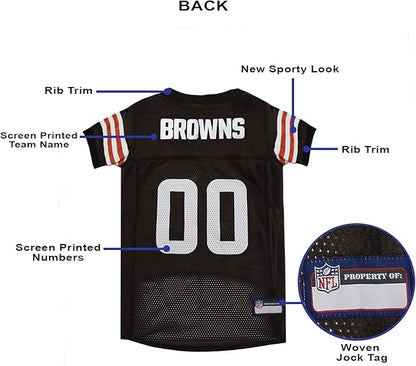 NFL Cleveland Browns Dog Jersey, Size: Large. Best Football Jersey Costume for Dogs & Cats. Licensed Jersey Shirt