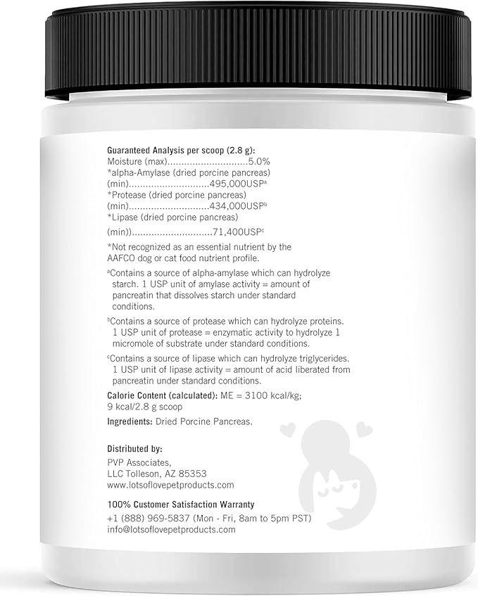 Pancreatic Digestive Enzymes for Dog & Cat (8 Oz Powder) - Thomas Labs Bio Case Earlier - Good Support for EPI - Lots of Love Pet Products