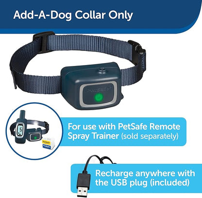 PetSafe Remote Spray Trainer, Add-A-Dog Training Collar - 3 Modes: Tone, Vibration or Spray -Rechargeable and Water-Resistant – Includes Citronella and Unscented Spray Refills & USB Charging Cable