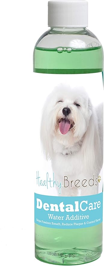 Healthy Breeds Dog Dental Care Water Additive for Coton de Tulear - Helps Freshen Breath, Reduce Plaque & Control Tartar - Mint Flavor - 8 oz