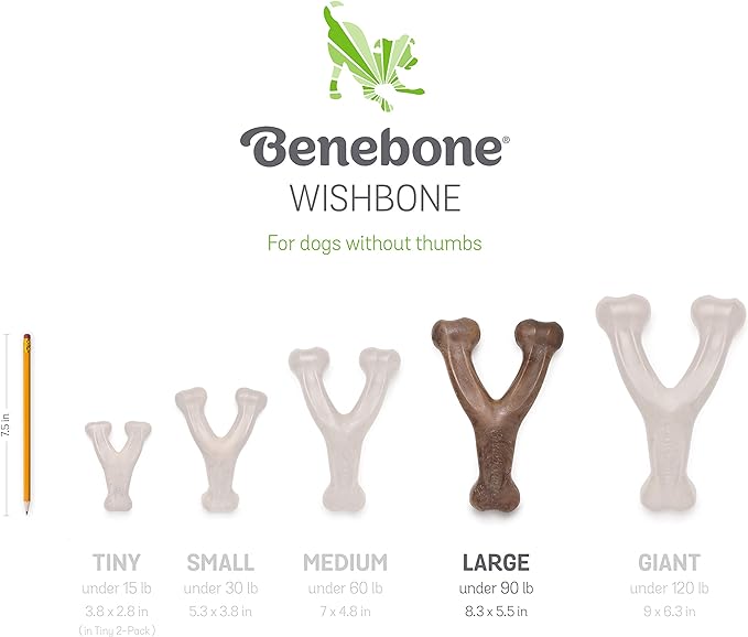 Benebone Wishbone Durable Dog Chew Toy for Aggressive Chewers, Real Chicken, Made in USA, Large