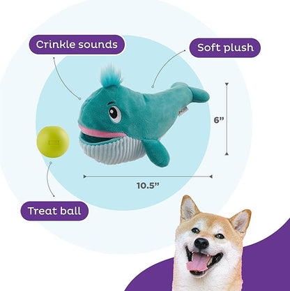 Outward Hound Nina Ottosson Big Mouthz Interactive Plush Dog Puzzle with Treat Ball Dog Enrichment Toys, Plush, Blue