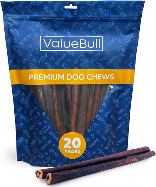 ValueBull Collagen Sticks, Beef Dog Chews, Medium 12 Inch, 25 Count - Natural & Safe, Single Ingredient, Rawhide-Free, Long Lasting, Healthy for Hips, Joints, Skin & Coat