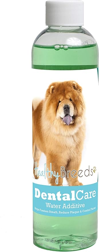 Healthy Breeds Dog Dental Care Water Additive for Chow Chow - Helps Freshen Breath, Reduce Plaque & Control Tartar - Mint Flavor - 8 oz