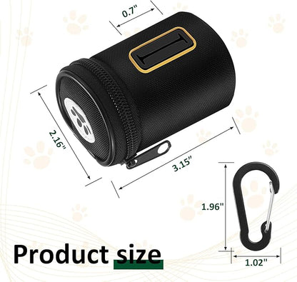 Dog Poop Bag Holder for Leash - Doggy Poop Waste Bag Dispenser Zipper Pouch with Carabiner Clip, 1680D Nylon Oxford Poop Bag Dispenser for Leashes Doggy Poop Bag Holder for Travel, Dog Walking, Park