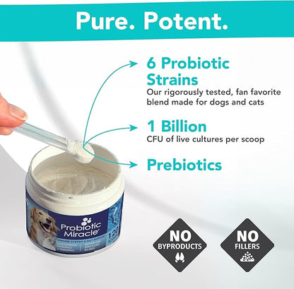 Probiotics for Cats & Dogs : Probiotic Miracle : Bowel & Gut Support : Digestive Health : Stop Diarrhea, Loose Stool