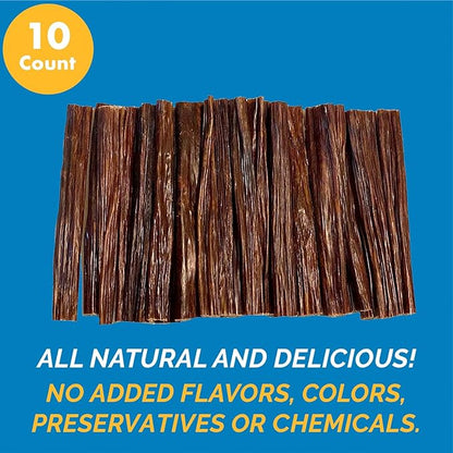 Beef Sticks for Dog - 100% Natural Esophagus Healthy Chews - Meat Jerky Snack for Dogs (6" - 10 Count Sticks)