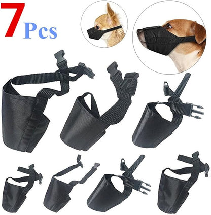 Dog Muzzles Suit, 7 PCS Anti-Biting Barking Pet Muzzles Adjustable Dog Muzzle Mouth Cover for Small Medium Large Extra Dog - Black (7 PCS)