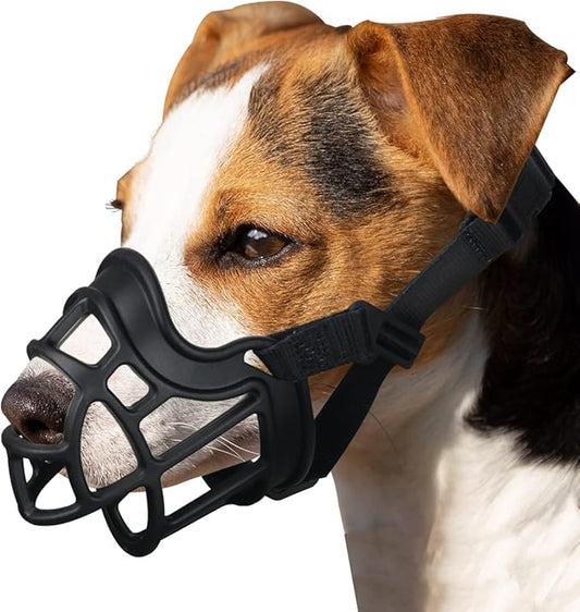 BARKLESS Dog Muzzle, Basket Muzzle Anti Biting Chewing, Sturdy Lightweight Muzzle Allows Panting Drinking, Cage Muzzle for Small Medium Large Dogs, Suitable for Grooming Trimming Training