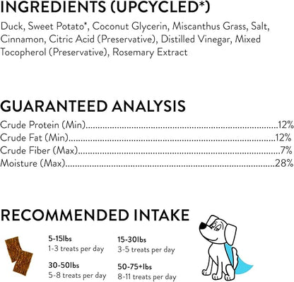 Shameless Pets Jerky Dog Treats, Duck-Tato - Healthy Dog Chews for Digestion Support with Fiber - Dog Treats with Real Cage-Free Duck - Free from Grain, Corn & Soy - 1-Pack