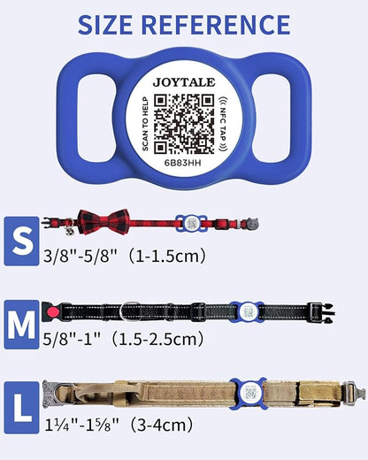 Joytale [ NO APP Required ] Silent Silicone QR Code Dog Tag, Slide On Dog Tags for 1.2-1.6Inch Collars or Vest, NFC Pet Online Profile, Scan QR to Send Location Alert Email, Navy Blue, L