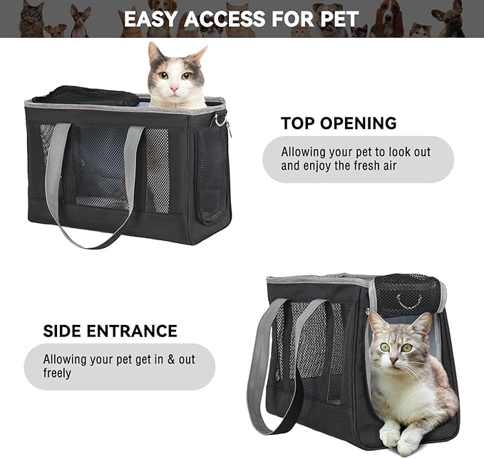 Cat Backpacks for Carrying Cats Pet Backpack Carrier for Small Dogs and Cats, Fully Ventilated Mesh Dog Backpack, Portable Cat Carrier for Travel, Hiking, Walking (Charcoal Black)