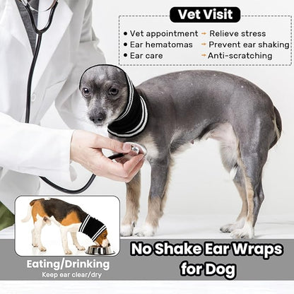 Nanaki Dog Ear Covers for Noise Bath No Shake Ear Wraps for Dogs Hematoma Dog Fireworks Anxiety Relief Calming Hoodie Dog Grooming Ear Cover Quiet Dog Head Wrap Force Drying Thunderstorm Ears for Dogs