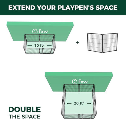 FXW Homeplus Dog Playpen Designed for Indoor Use, 32" Height for Medium Dogs, Black│Patented
