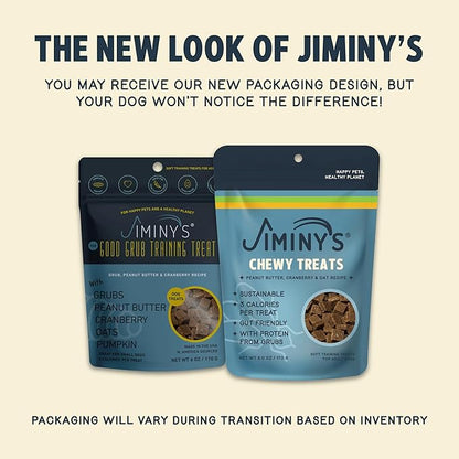 Jiminy's Chewy Good Grub Dog Training Treats, Hypoallergenic, 6oz, Peanut Butter & Cranberry (Pack of 3)