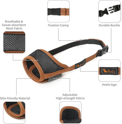 Dog Muzzle, Breathable Mesh Soft Dog Muzzle for Small Dog Allow Drinking Adjustable Print Dog Muzzles Medium