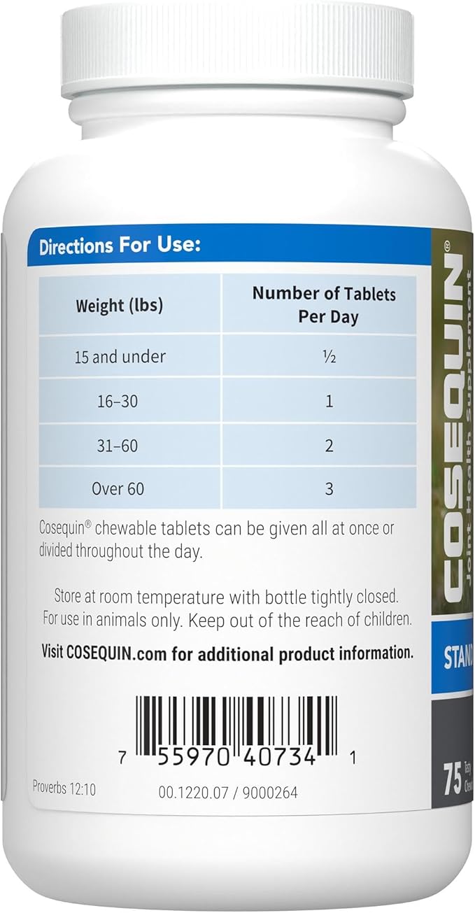 Nutramax Cosequin Standard Strength Joint Health Supplement for Dogs, With Glucosamine and MSM, 75 Chewable Tablets