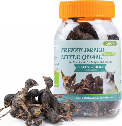 Freeze Dried Dogs Cats Treats - Little Quail Natural Dog Treats Cat Delicious Snacks Training Cat Food Healthy Easy Digestion Pet Food (3 OZ)