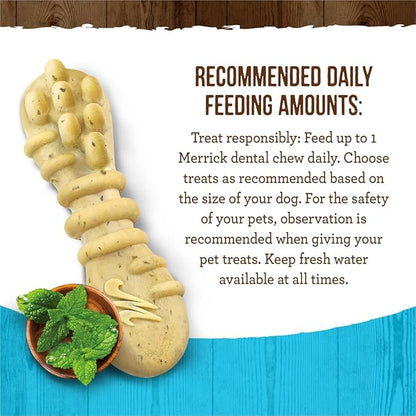 Merrick Fresh Kisses Natural Dental Chews Toothbrush Treat Shape Infused With Real Mint For Tiny Dogs 5-15 Lbs - 78 ct. Box