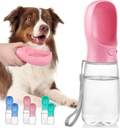 Dog Water Bottle, Lightweigh, Portable Travel Dog Water Dispenser, Puppy Drinking Bowl for Outdoor Walking and Hiking, Puppy Essentials, Dog Stuff - Pet Accessories(19oz, Pink)