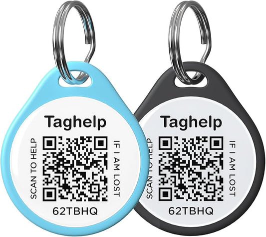 2 Pack - QR Code Pet ID Dog cat Tags for Collar Personalized for Pet Online Profile - Scan QR Receive Instant Pet Location Alert Email, Anti-Lost,No Subscription fees (Blue&Black, for Dog - 1.2")