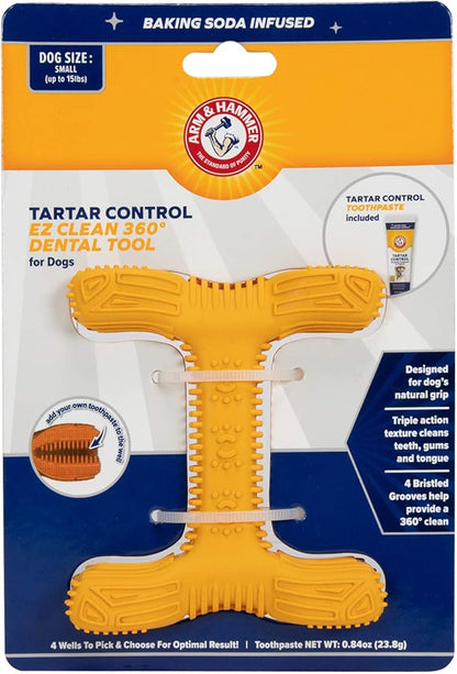 Arm & Hammer for Pets Tartar Control EZ Clean 360 Dental Tool for Small Dogs, Baking Soda Toothpaste Included |Refillable Dog Dental Toy for Easy Dog Teeth Cleaning |Fun Way to Promote Dental Health