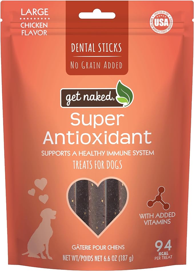 Get Naked Grain Free 1 Pouch 6.6 Oz Super Antioxidant Dental Chew Sticks, Large