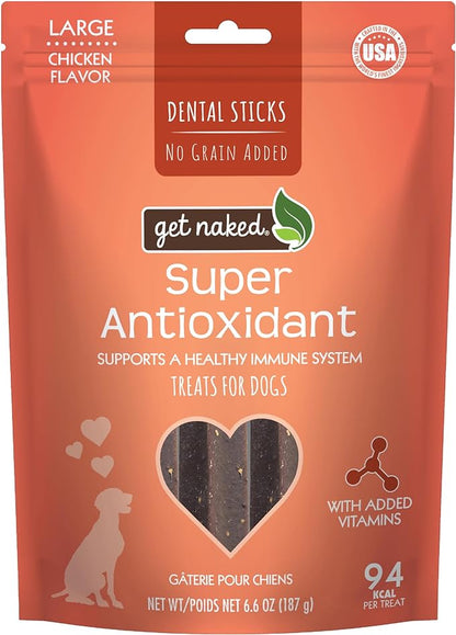 Get Naked Grain Free 1 Pouch 6.6 Oz Super Antioxidant Dental Chew Sticks, Large
