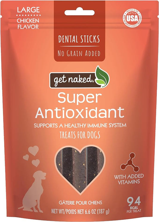 Get Naked Grain Free 1 Pouch 6.6 Oz Super Antioxidant Dental Chew Sticks, Large