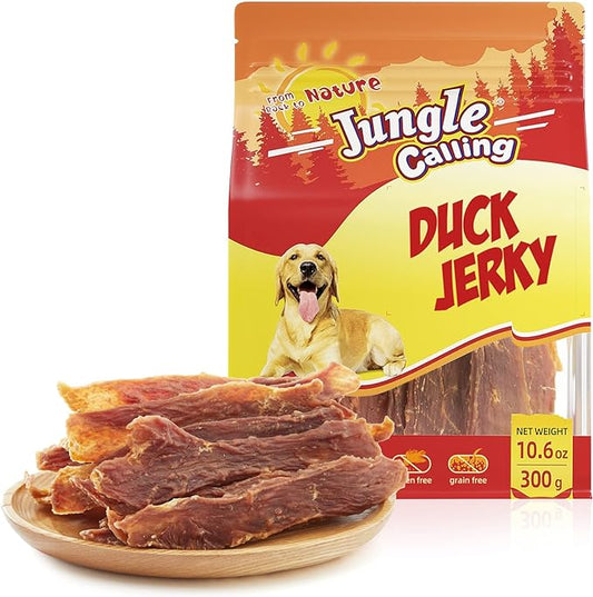 Jungle Calling All Natural Dog Treats, Duck Jerky for Dogs, Slow Roasted Snacks for Medium and Large Dogs Chewy Treats 10.6 oz