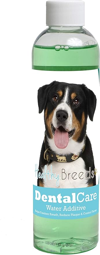 Healthy Breeds Dog Dental Care Water Additive for Entlebucher Mountain Dog - Helps Freshen Breath, Reduce Plaque & Control Tartar - Mint Flavor - 8 oz