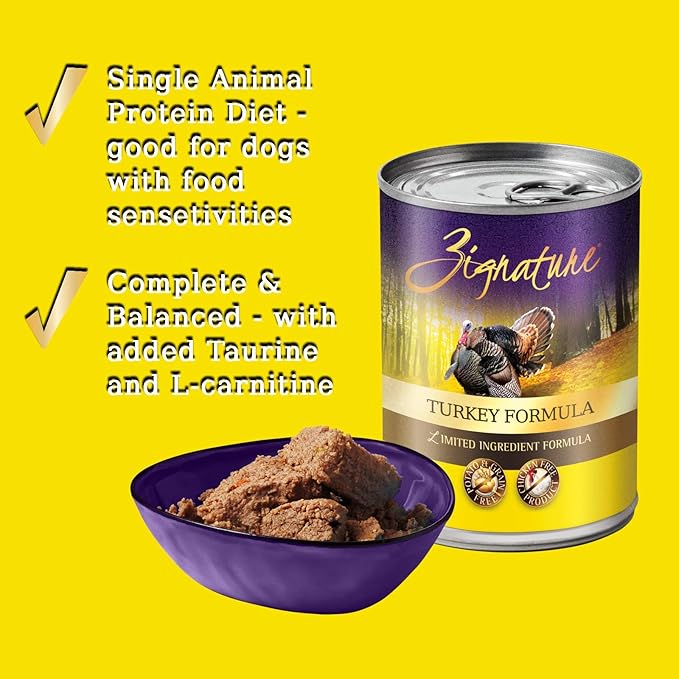 Zignature Turkey Formula Grain-Free Wet Dog Food 13oz, case of 12