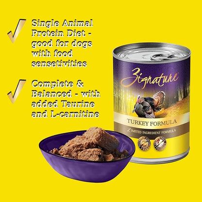 Zignature Turkey Formula Grain-Free Wet Dog Food 13oz, case of 12