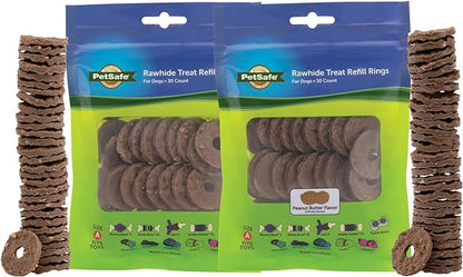 PetSafe Treat Rings for Busy Buddy Dog Toys - Easy to Digest - Interactive Toy Refills for Aggressive Chewers - Stimulating Puppy Supplies - Eases Stress - 60 Rings - Size A - Original/Peanut Butter
