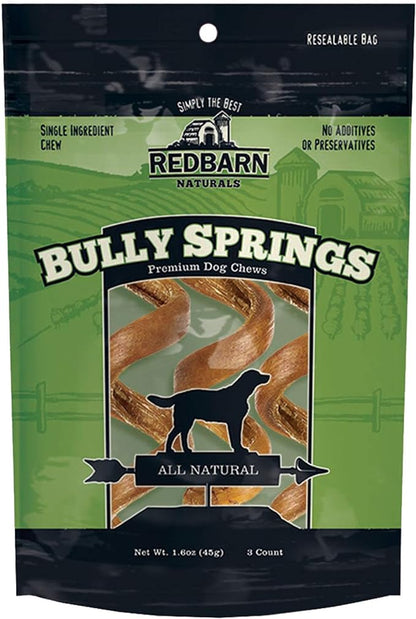 Redbarn All-Natural 4-6" Bully Springs Sticks for Dogs - Premium Grain-Free Single Ingredient Boredom Busting Dental Chew Rawhide Alternative - 3 Count