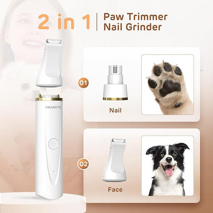 Dog Hair Clippers for Grooming Kit and Dog Paw Trimmer for Grooming, Low Noise Rechargeable Cordless, Shaver Grooming Supplies for Pet Cats Dogs (Gold, White)
