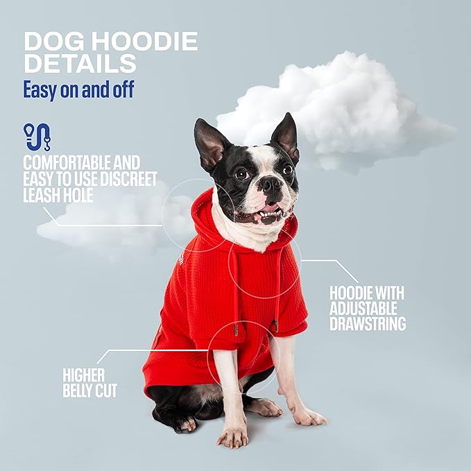 Reebok Dog Hoodie – Fleece Dog Sweater with Leash Hole, Cold Winter Dog Sweatshirt for Small Medium and Large Dogs, Premium Dog Fall Sweater Pullover Hoodie, Cozy Warm Perfect Dog Christmas Outfit