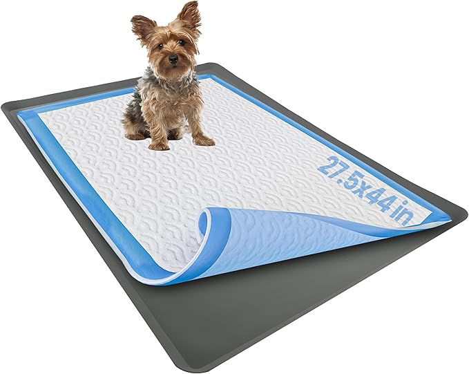 Skywin Dog Pad Holder Tray for 27.5 x 44 Inches Training Pads (Grey) - Easy to Clean and Store Perfect for Dog Potty Tray – Silicon Wee Wee Pad Holder, No Spill Pee Pad Holder for Dogs