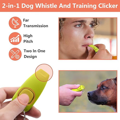 BARKIE Dog Training Kit - Treat Pouch, Pet Training Fanny Pack, 2 Puppy Training Clickers, Ultrasonic Silent Whistle, 2-in-1 Whistle Clicker, Clicker Training Guide Booklet, Dog Poop Bag (Grey)