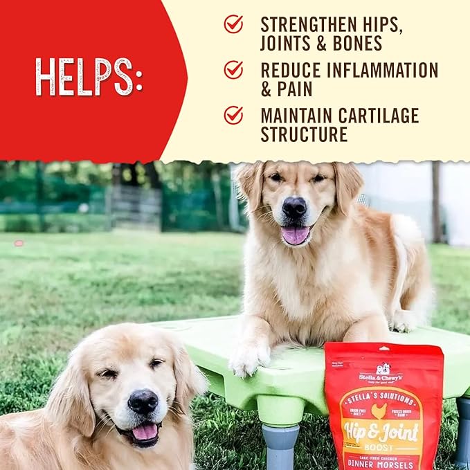 Stella & Chewy's - Stella's Solutions Hip & Joint Boost - Cage-Free Chicken Dinner Morsels - Raw, Protein Rich, Grain Free Dog Food - 13 oz Bag – Reduce Joint Pain & Swelling & Strengthen Bones