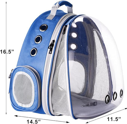Expandable Cat Backpack Carrier, Fit up to 20 lbs, Space Capsule Astronaut Bubble Window Pet Backpack for Large Cat and Small Puppy (Blue, Front Extension)