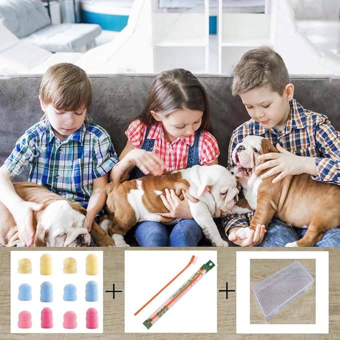 Dog Toothbrush Dog Tooth Brushing Kit ，12Pack Dog Finger Toothbrush for Dog Teeth Cleaning&Dog Dental Care, Dog Tooth Brush Pet Toothbrush