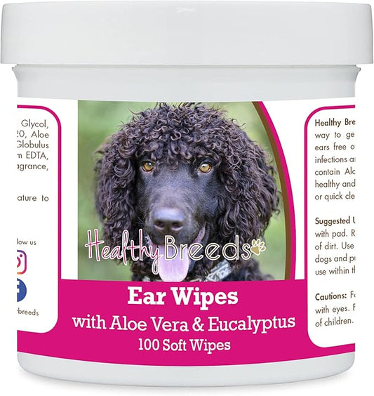 Healthy Breeds Irish Water Spaniel Ear Cleaning Wipes with Aloe & Eucalyptus for Dogs 100 Count