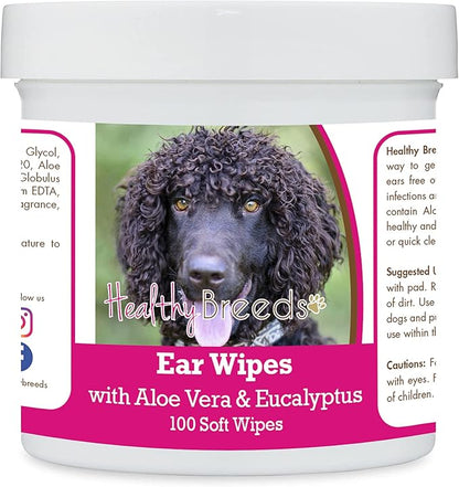 Healthy Breeds Irish Water Spaniel Ear Cleaning Wipes with Aloe & Eucalyptus for Dogs 100 Count
