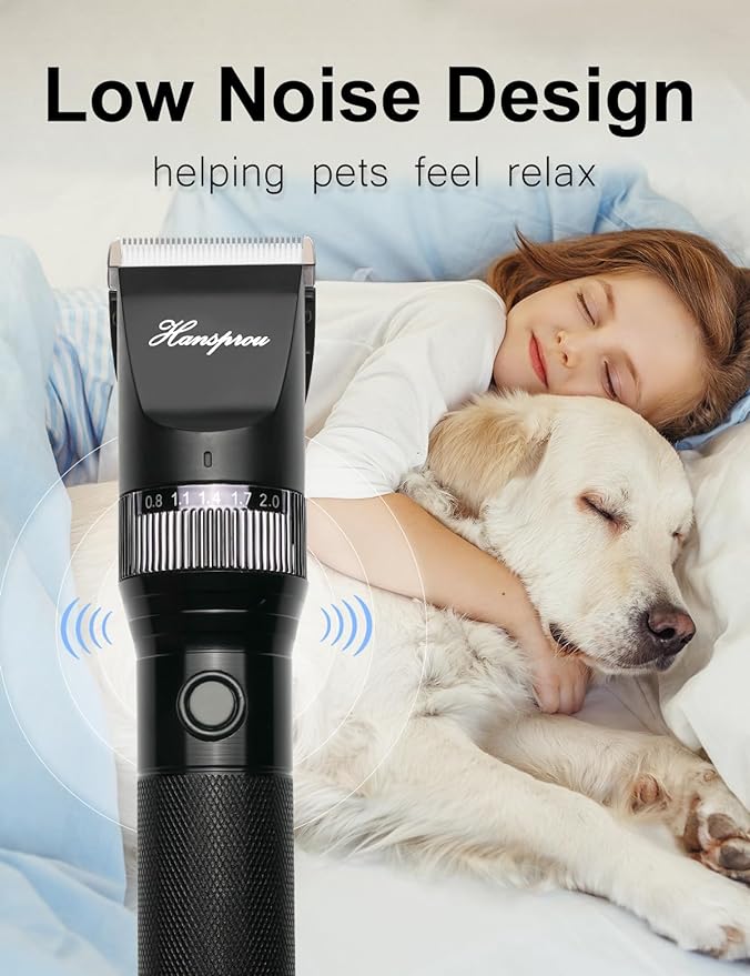 Dog Grooming Clippers, Professional 12V Dog Clippers for Thick Coats Corded Pet Trimmer Dog Hair Clippers with Guard Combs Brush for Dogs Cats