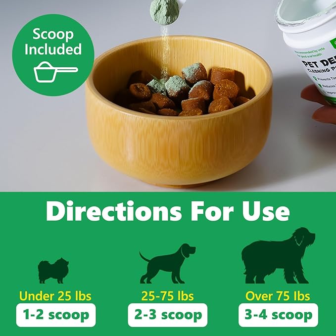 Teeth Cleaning Powder for Dogs & Cats, Dental Powder for Pets Teeth Cleaning - Breath Freshener with Probiotics for Bad Breath, Plaque, Tartar - Dental Care Supplies for Small Dogs - 50g