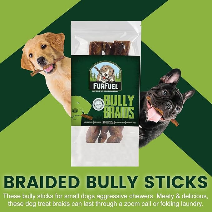 Braided Bully Sticks Variety Pack for Dogs - Suitable for Small, Medium, and Large Breeds – 3 Pack of 6-Inch Dog Bully Sticks - Low Odor, All-Natural Chew (6 Inch, 3 Count)
