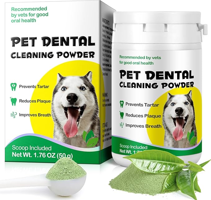 Teeth Cleaning Powder for Dogs,Pets Dental Formula Dog Dental Powder, Dog Tartar Remover for Teeth with Probiotics, Dog Tooth Powder That Can Remove Plaque & Bad Breath (1.76 oz)